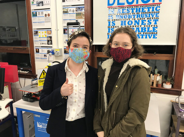 Pupils practise their mask-making skills